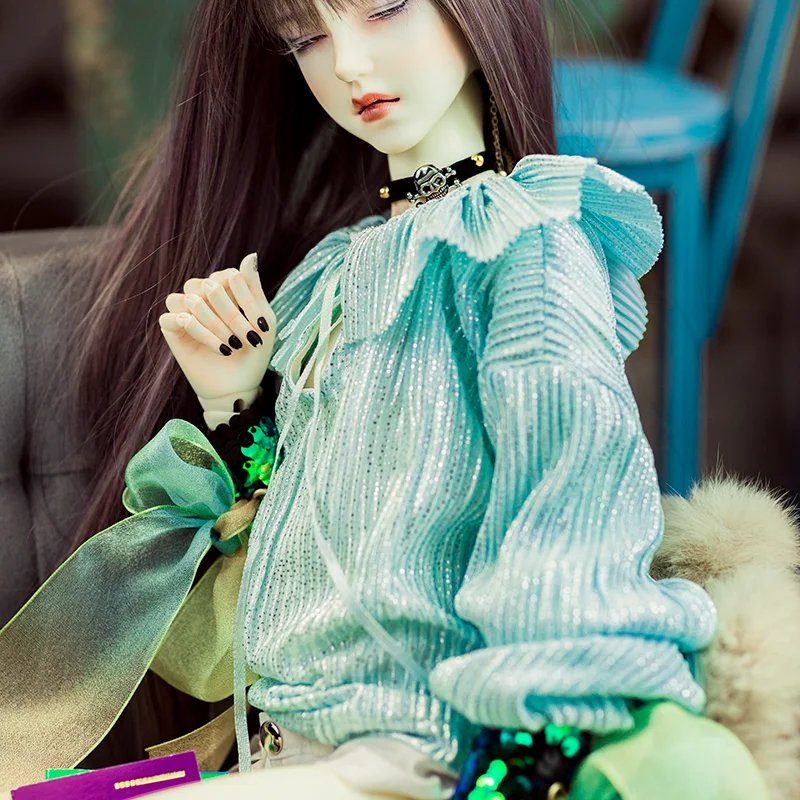 1 шт. Bjd Кукла Одежда сверкающая гофрированная рубашка на шнуровке Топ for1/3 1/4 msd17 дядюшка розовый/зеленый/синий куклы аксессуары