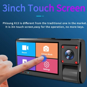 

Car Camera Full HD 1080P 170 Degree Wide Angle 3 Inch DVR Video Recorder with 3 Cameras Recording K13