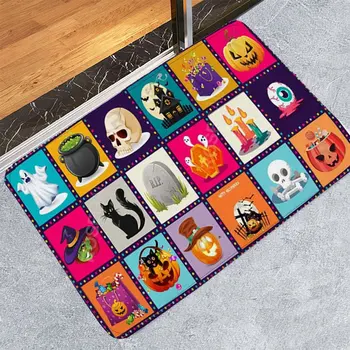 

Halloween multi-patterned floor mats Rug Soft Flannel Floor Mat Carpet Non-Slip Back Bathroom Door Home Decorations