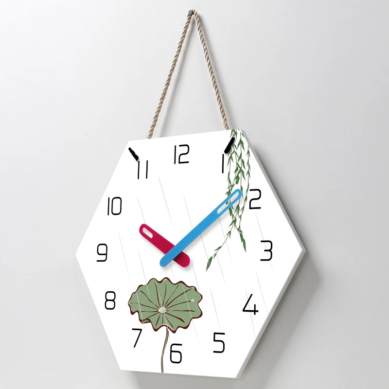 February Raining Hexagon Art Wall Clock Fashion Creative Silent Quartz Watches Silent Quartz Wall Clock