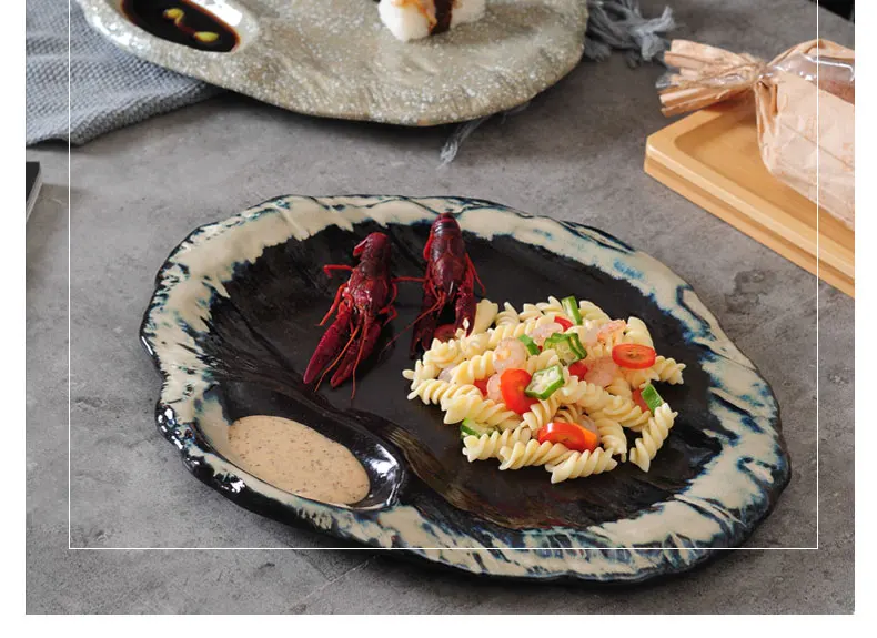 Japanese Sushi Plate Retro Personality Ceramics Steak Plate Creative Western Steak Dinner Plates Restaurant Tableware DA60PZ Japanese Sushi Plate Retro Personality Ceramics Steak Plate Creative Western Steak Dinner Plates Restaurant Tableware DA60PZ