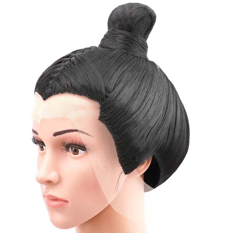 Front Lace Prince Hair Chinese Hanfu Men Cosplay Headdress Halloween Carnival Stage Performance Party Prop