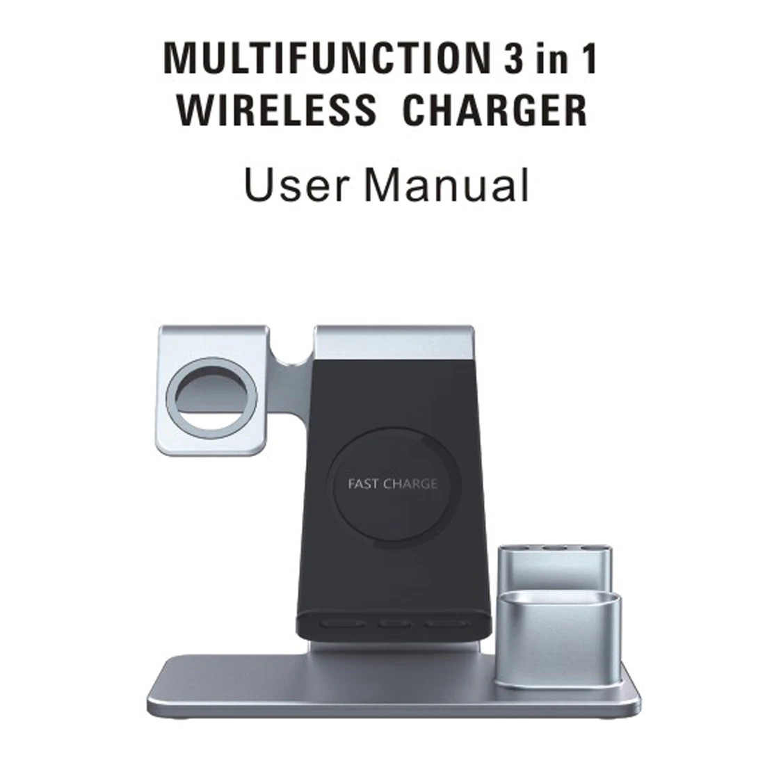 Multifunction Pen Holder 15W Fast Wireless Charger Dock Station Stand 3 in 1 for Apple Watch / AirPods / for iPhone 11 Pro XS X