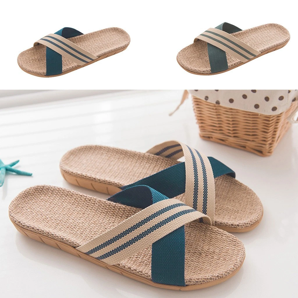 SAGACE Summer Flax Home Slippers Women 40-45 Large Size Slapping Beach Flip Flops Non-slip Unisex Family | Обувь