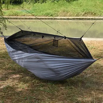 

1-2 Person Portable Outdoor Camping Hammock With Mosquito Net High Strength Parachute Fabric Hanging Bed Hunting Sleeping Swing