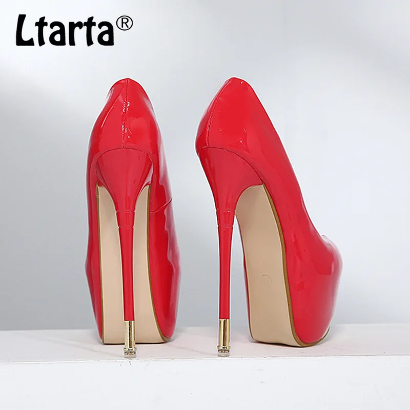 

LTARTA Women's Super high Heels Night Club Pumps high-heeled Patent Leather Single Shoes Shallow Mouth Stiletto my0659-3-CWF