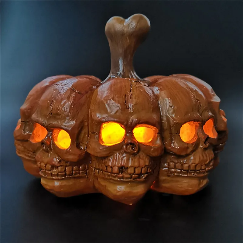 Halloween Pumpkin Skull LED Night Light 8face Portable Table Desk Lamp Festival Home Decoration Lampara Atmosphere Bar Ornaments