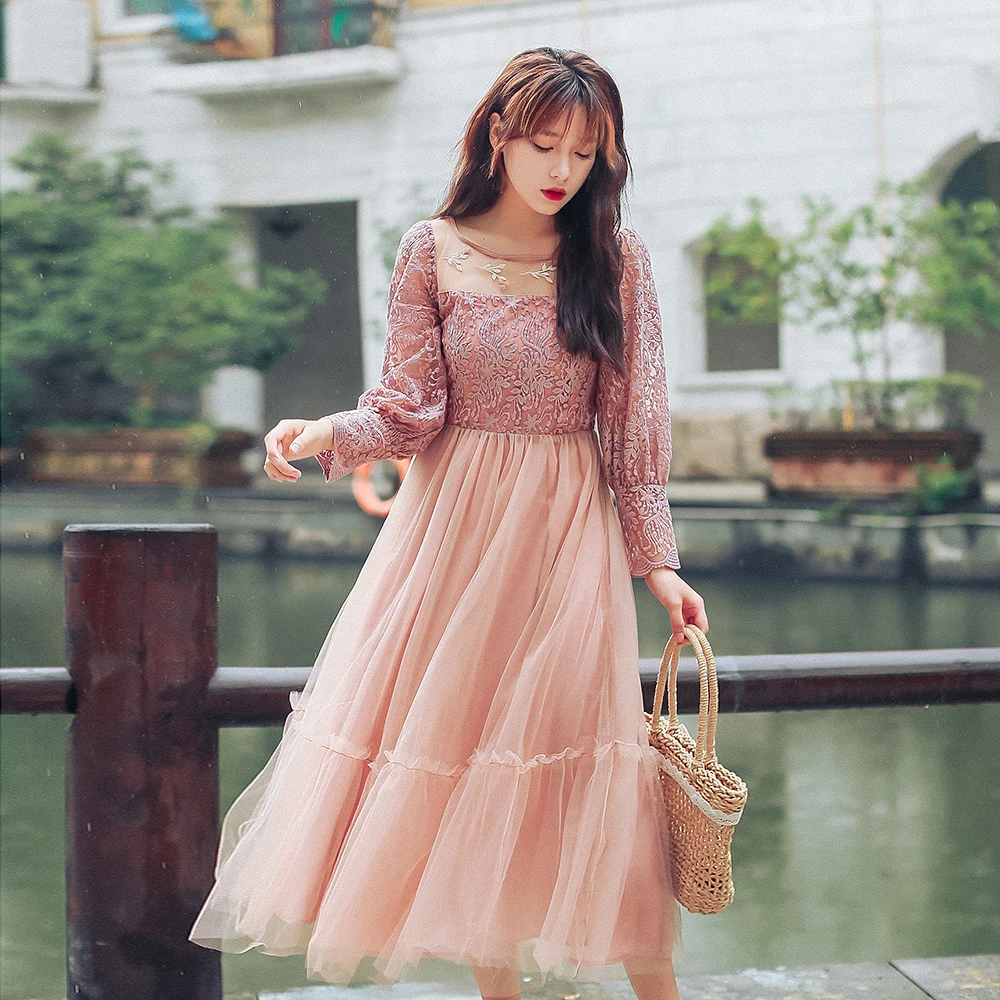 

2019 new fashion women's Vintage dress winter dress dresses woman party night
