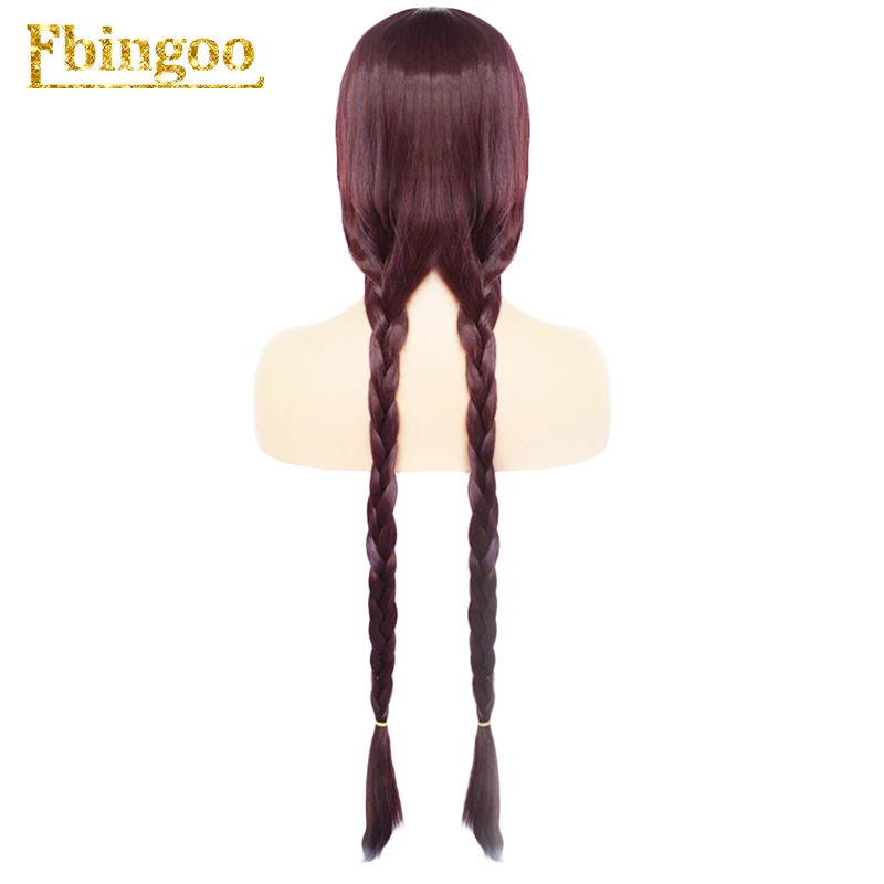 Ebingoo Danganronpa Dangan-Ronpa Toko Fukawa Long Purple Double Braided Synthetic Cosplay Wig for Halloween Costume Party