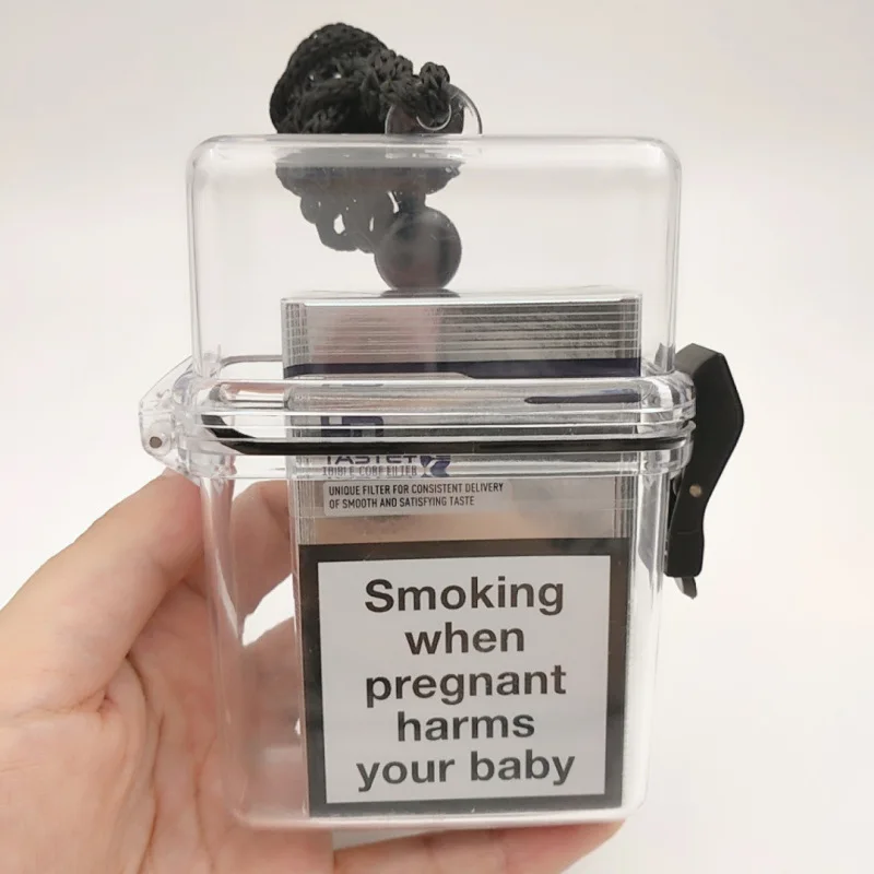 Прозрачный водонепроницаемый чехол для сигарет с черной хлопковой веревкой для прикуривателя мобильного телефона