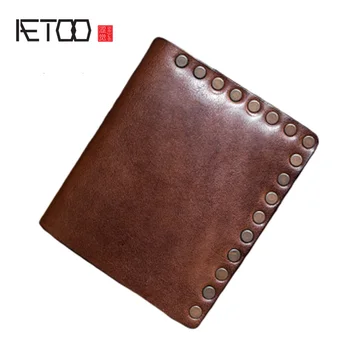 

AETOO Men's handmade head-layer cowleather wallet, vintage personality trend money clip, short wallet