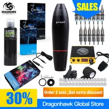 Профессиональный комплект картриджа для татуировки, набор игл с черными чернилами, ЖК-дисплей, мини-педаль для татуировки, принадлежности для татуировки