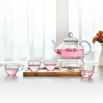 

Drinkware 6pcs Clear Modern Flowers Tea Set Warmth Teaware Cups Tea Pot Kungfu Teaware for Lemon Drink / Hot / Iced / Fruit Tea