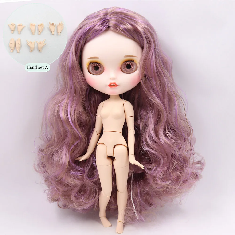 Ледяной обнаженный Blyth кукла No. BL7216/9400 фиолетовый микс золотые волосы резные губы пупырчатая рот матовая индивидуальная лицевая муфта тела 1/6 bjd - Цвет: like the picture