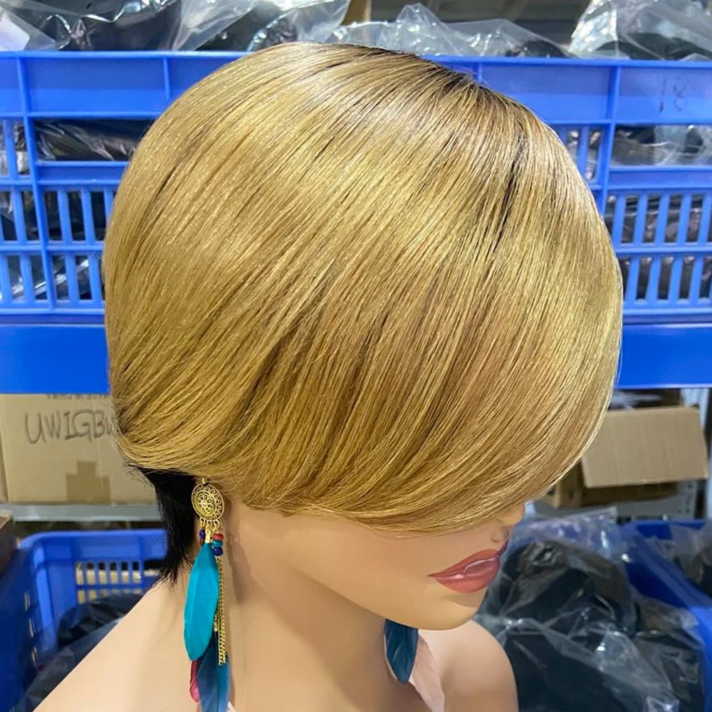 Pixie Cut Short Human Hair Wig With Bangs Straight Bob Short Human Hair Wigs Ombre Color 99j Full Machine Wigs For Black Women Pixie Cut Short Human Hair Wig With Bangs Straight Bob Short Human Hair Wigs Ombre Color 99j Full Machine Wigs For Black Women