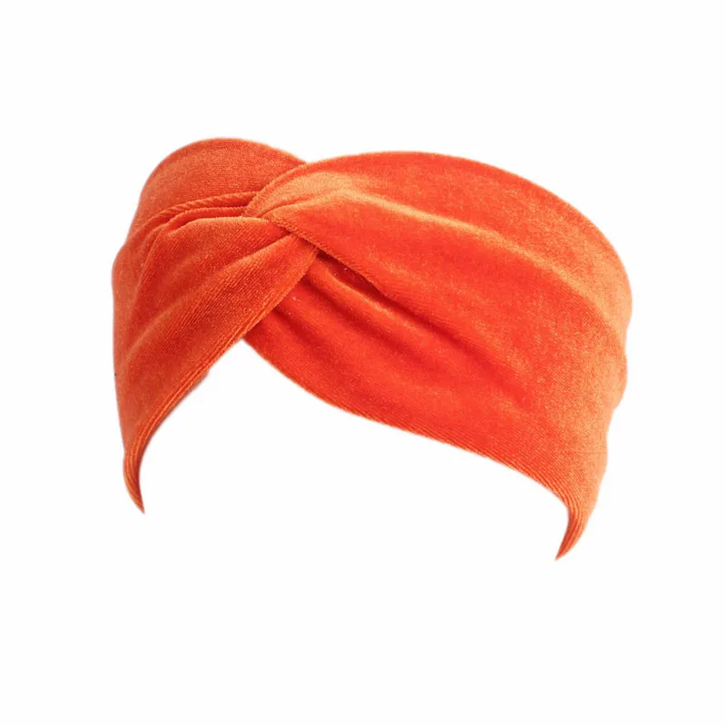 Helisopus Women Fashion Hairband Velvet Headband Women Hair Accessories Twist Crossed Bow Turban Muslim Style Headwear