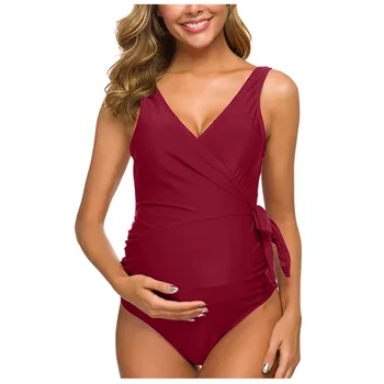 

Summen New Maternity Ruffles Swimsuit Pregnant Tankinis Solid Bikinis Beachwear Suit Hot Sale LS 0125