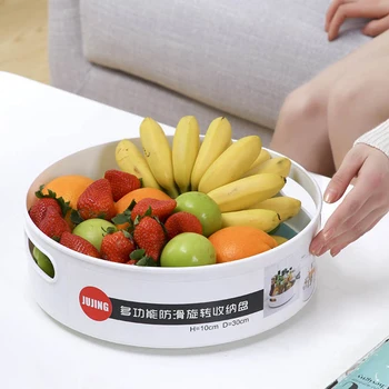 

Non-Slip Rotating Storage Tray Fruit Snack Dried Storage Plate Multifunctional Plastic Desktop Organize Kitchen