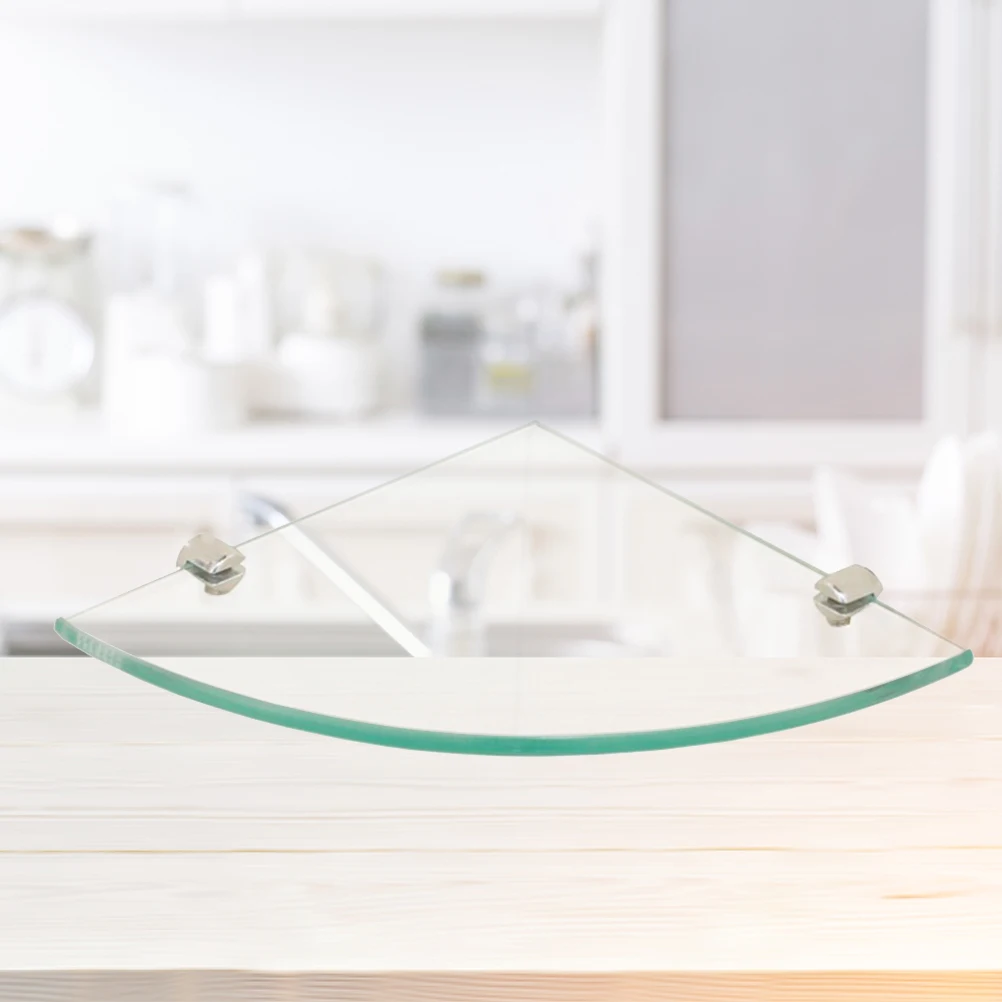2pcs Glass Corner Shelf Triangle Convenient Useful Bathroom Shelf Wall Organizer Storage Rack for Toilet Bathroom Kitchen A30 6