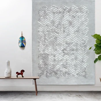 

Classical gray decoration bedside carpet , wool blending vintage living room coffee table rug , 3D pattern area rug