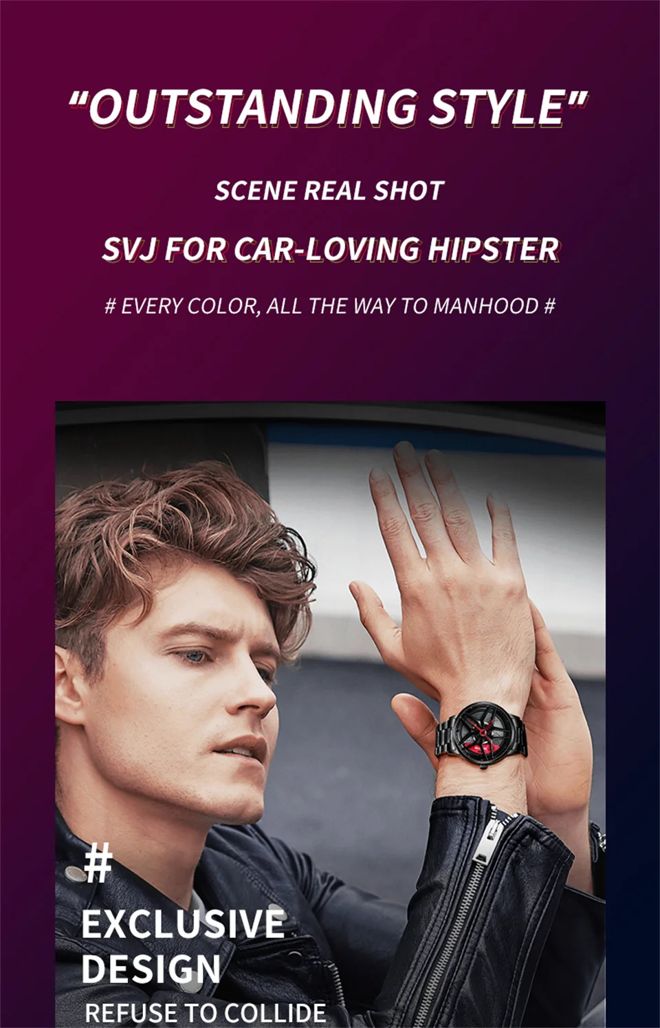 2021Original 3D Men Watches  Rim Watch Hub Custom Design Sports Watch Waterproof Creative Male Watch Mens Wheel Wristwatch Clock