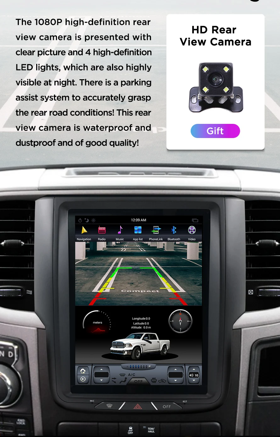 Perfect Asvegen 10.4" Vertical Screen Android 7.1 Car Radio For Dodge Ram 2014 2015 2016 2017 GPS Auto Stereo Multimedia Player Headunit 12