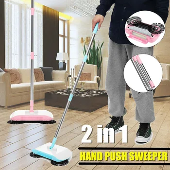 

Economical 2 in 1 Hand Push Lazy Cleaning Sweeping Broom Set Home Sweeper with Rags ds99
