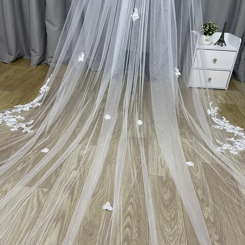 3m Cathedral Wedding Bridal Veil Soft Lace Ivory White Veil with Comb Veu Velo Noiva Wedding Accessories 3m 4m 5m Customizable V - Image 3