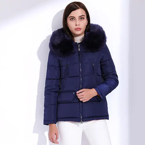Navy Blue GAREMAY, зимняя женская куртка, меховой пуховик, хлопковые пальто для женщин, плюс размер, парка с капюшоном, короткая, тонкая, теплая, большая, Меховая куртка, Женское пальто - Цвет: Navy Blue