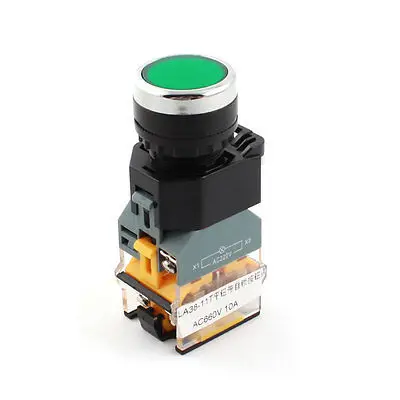 

AC220V 22mm Thread DPST 1NO 1NC Self-locking Green Lamp Push Button Switch