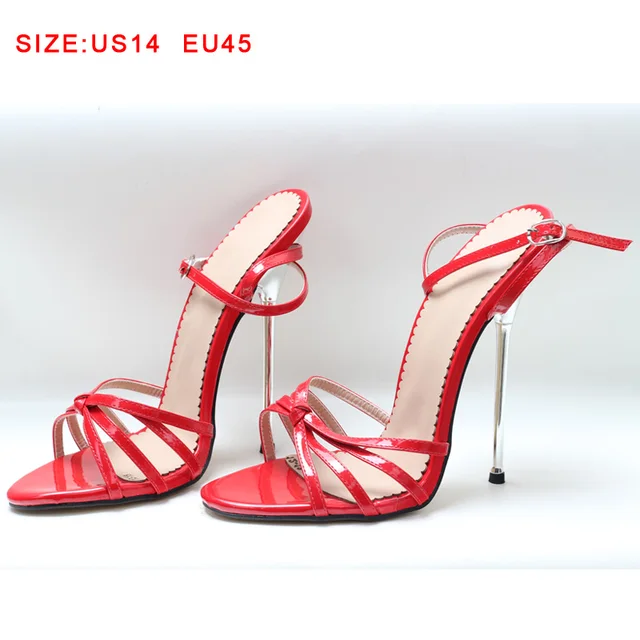 Clearance style Fetish BDSM Sexy high heel pump sandals shoes red-45