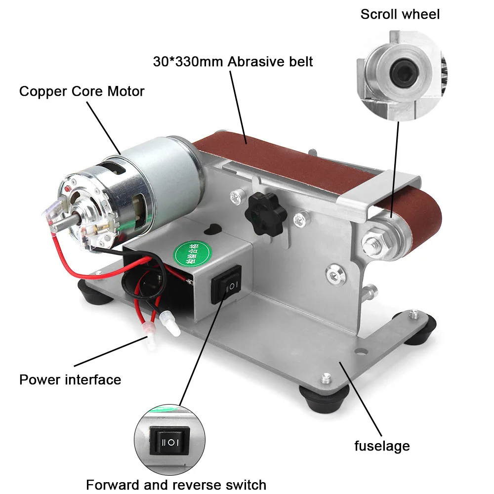 110V/220V Mini Electric Belt Sander DIY Polishing Grinding Machine Cutter Edges Sharpener Woodworking Multifunctional Grinder