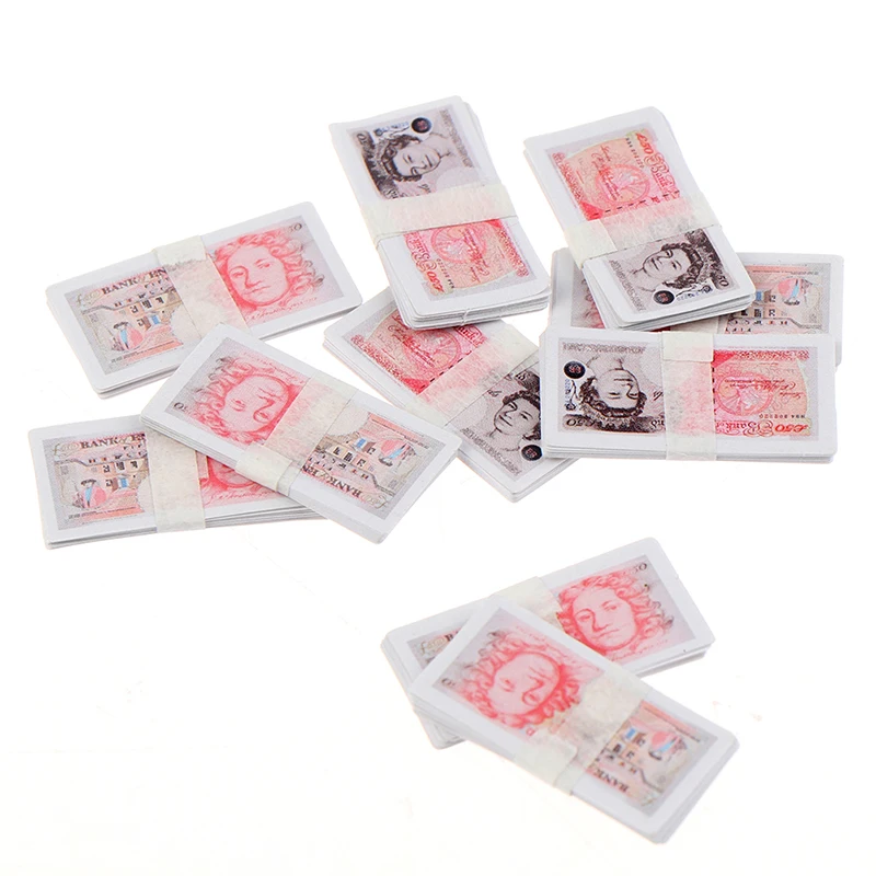 New Arrival 150 Sheets 1/12 Scale Dollhouse Miniature Pound Paper Money Model Toys Accessories | Игрушки и хобби