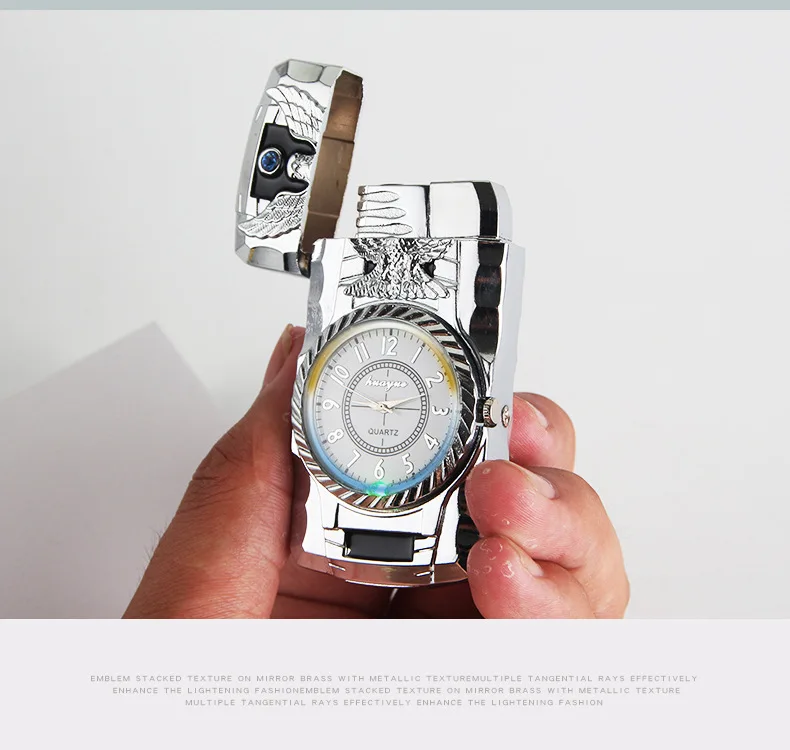 Креативные металлические надувные часы Зажигалка без газа прямые часы прикуриватель многоразового бутан принадлежности для курения