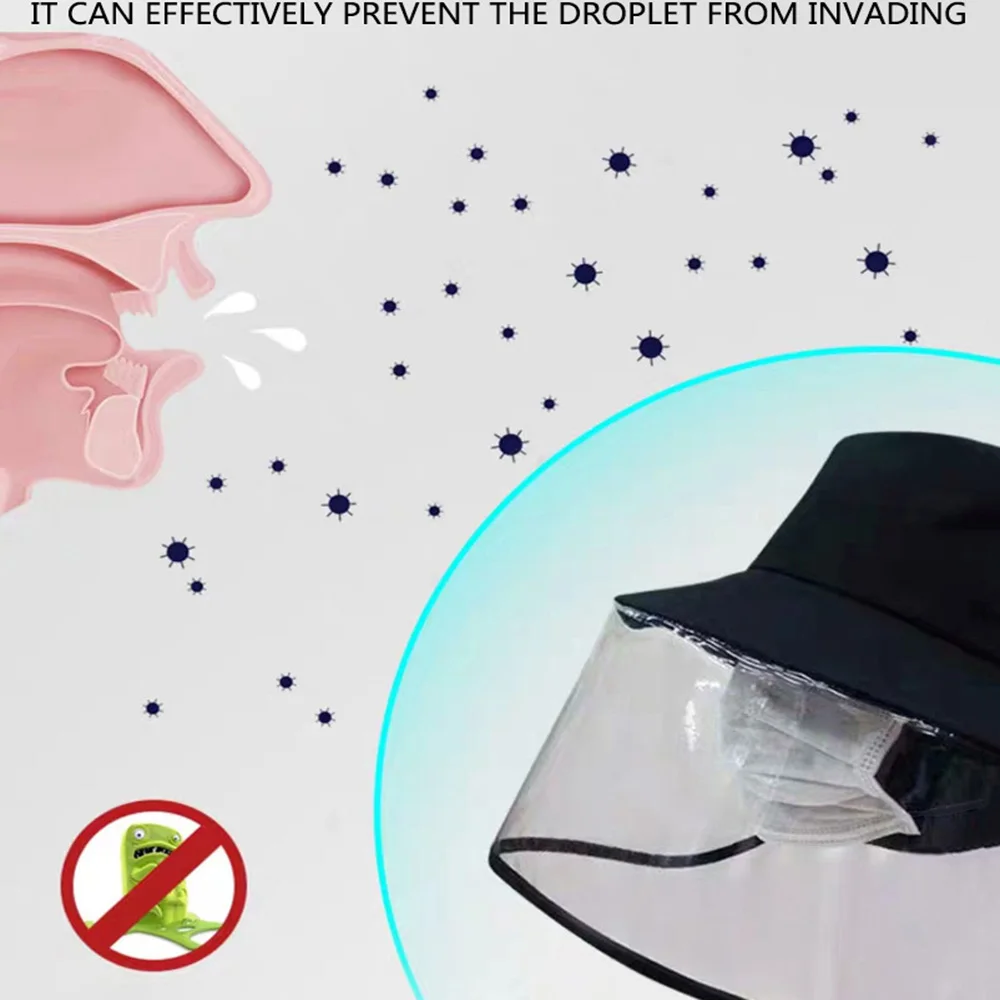Multi-function Protective Cap Coronary Virus Protective Hat Protective Cap Anti-Saliva Splash Anti-Spitting Mask Face Cover Cap