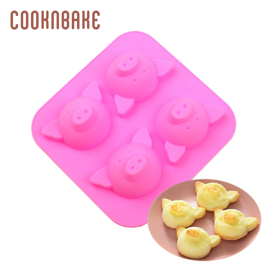 COOKNBAKE свинья силиконовая форма для выпечки тортов 4 полости мыло Смола инструмент
