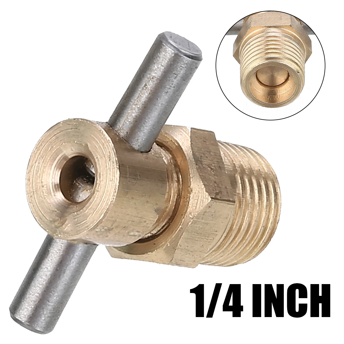 1pc 1/4"  NPT Brass Drain Valve 12mm Diameter Replacement Part For Air Compressor Tank