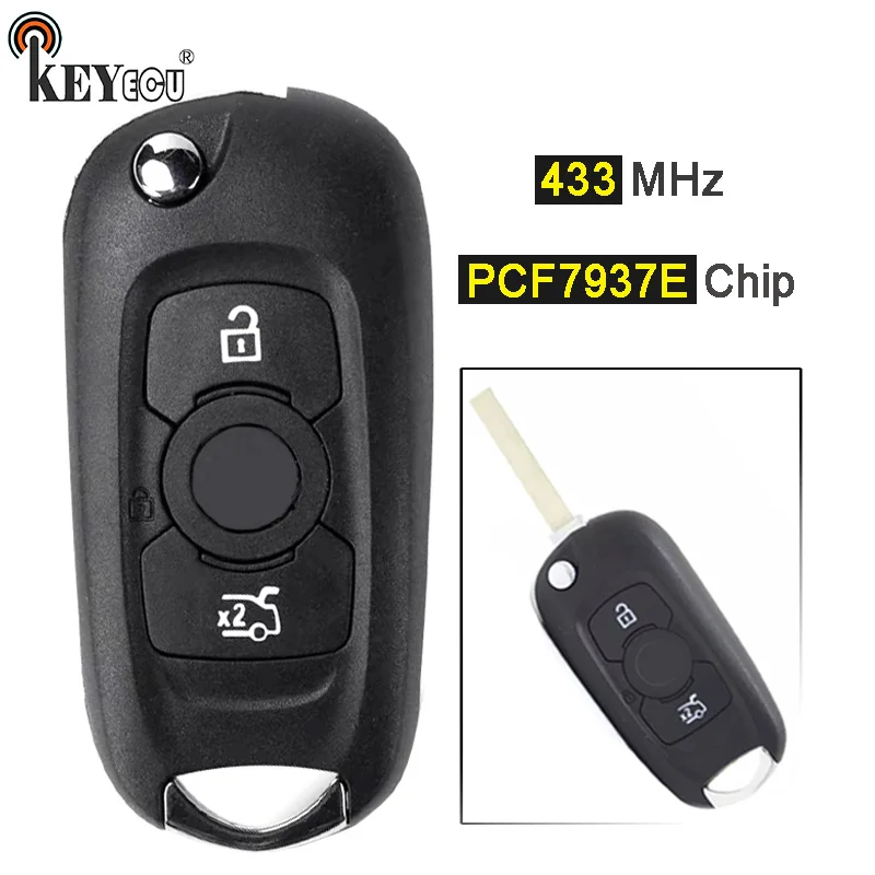 

KEYECU 433MHz PCF7937E / HITAG 2 / 46 Chip Replacement Remote Key Remote Car Key Fob for Opel Vauxhall Astra K 2015 2016 2017