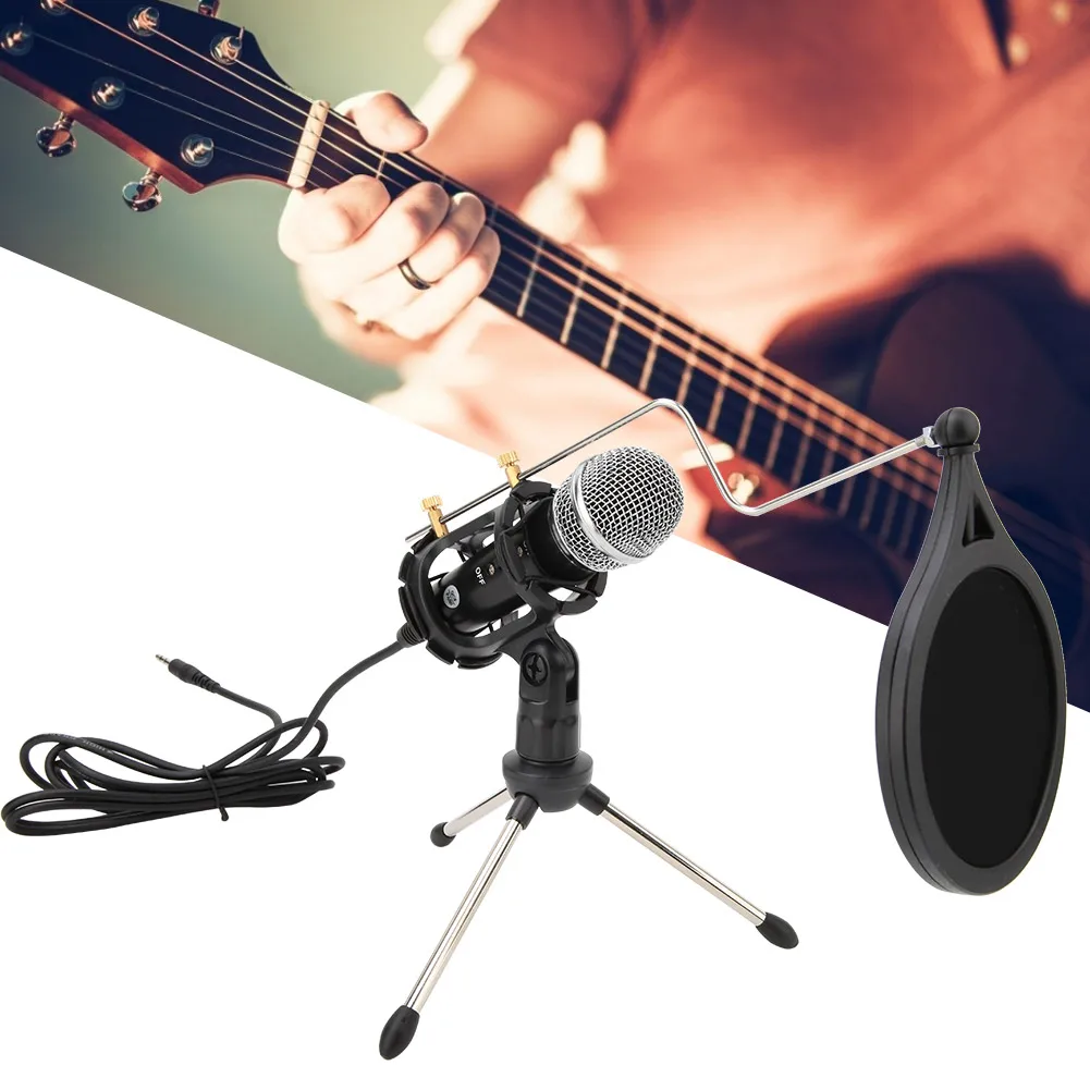 

New Microphone 3.5mm Sound Studio Broadcasting Condenser Microphone With Bracket Anti-Spray Net Set Microphones Dropshipping