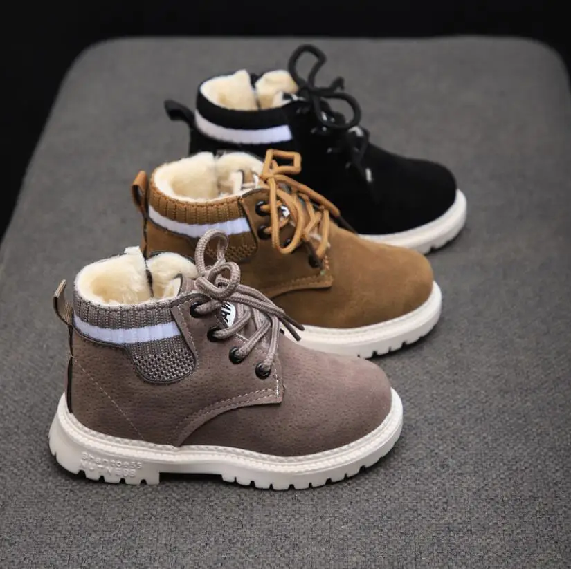 

Children Casual Shoes Autumn Winter Short Boots Boys Shoes Fashion Leather Soft Antislip Girls Boots 21-30 Sport Running Shoes