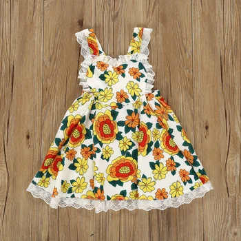 

Flofallzique Girls Dresses Toddler Baby Sling Floral With Lace Cute Beach Casual Kids Clothes