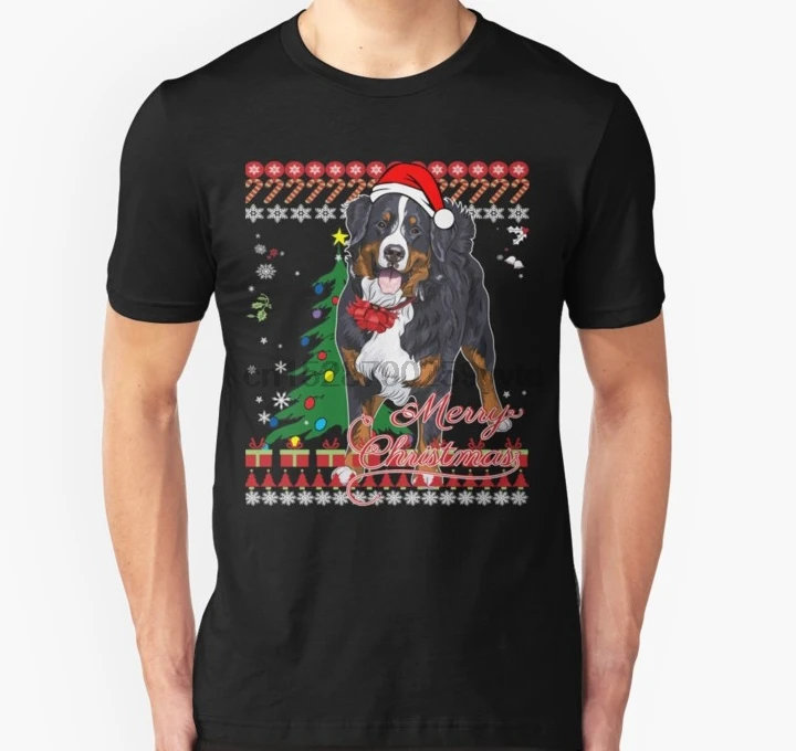 Men tshirt Bernese Mountain Dog Ugly Christmas Sweater Shirt T women T-Shirt tees top | Мужская одежда