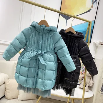 

Per-sale Ship In November 2020 DO Down Mesh Skirt Coat Baby Girl Winter Clothes Warm Hooded Belt Jacket Kids Coat for Girls
