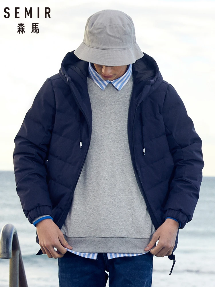 

Semir Winter short down jacket men 2019 new fashion windbreak hooded jacket man student casual tide brand thick coat