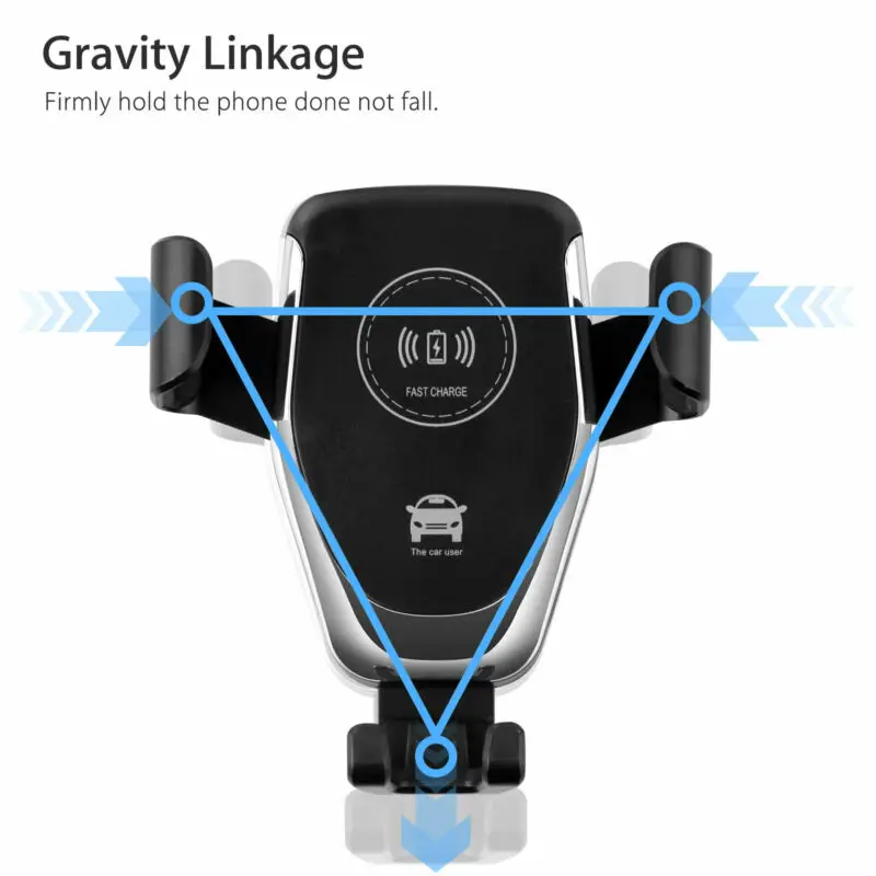 Портативный беспроводной держатель для зарядки телефона, прочный автоматический зажим, быстрая зарядка, автомобильное зарядное устройство, кронштейн, подставка, крепление для IPhone X
