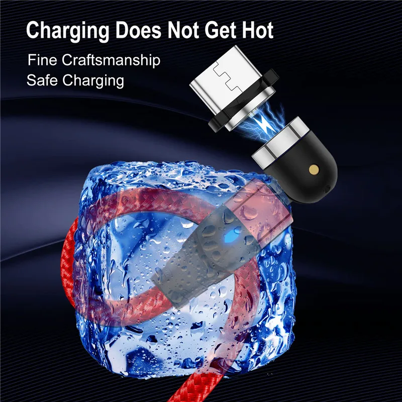 USLION LED Magnetic USB Cable Fast Charging Type C Magnet Charge Micro Usb Cable For iPhone 15 Pro 14 Poco Samsung Xiaomi usb c