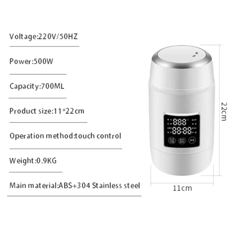 700Ml Multifunctional Electric Kettle Smart Contact Control Heating Cup Portable Mini Electric Soup Pot for Travel