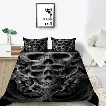 

Deformed Skull Bedding Set King Scary Strange 3D Duvet Cover Machine Queen Twin Full Single Double Unique Design Bed Set