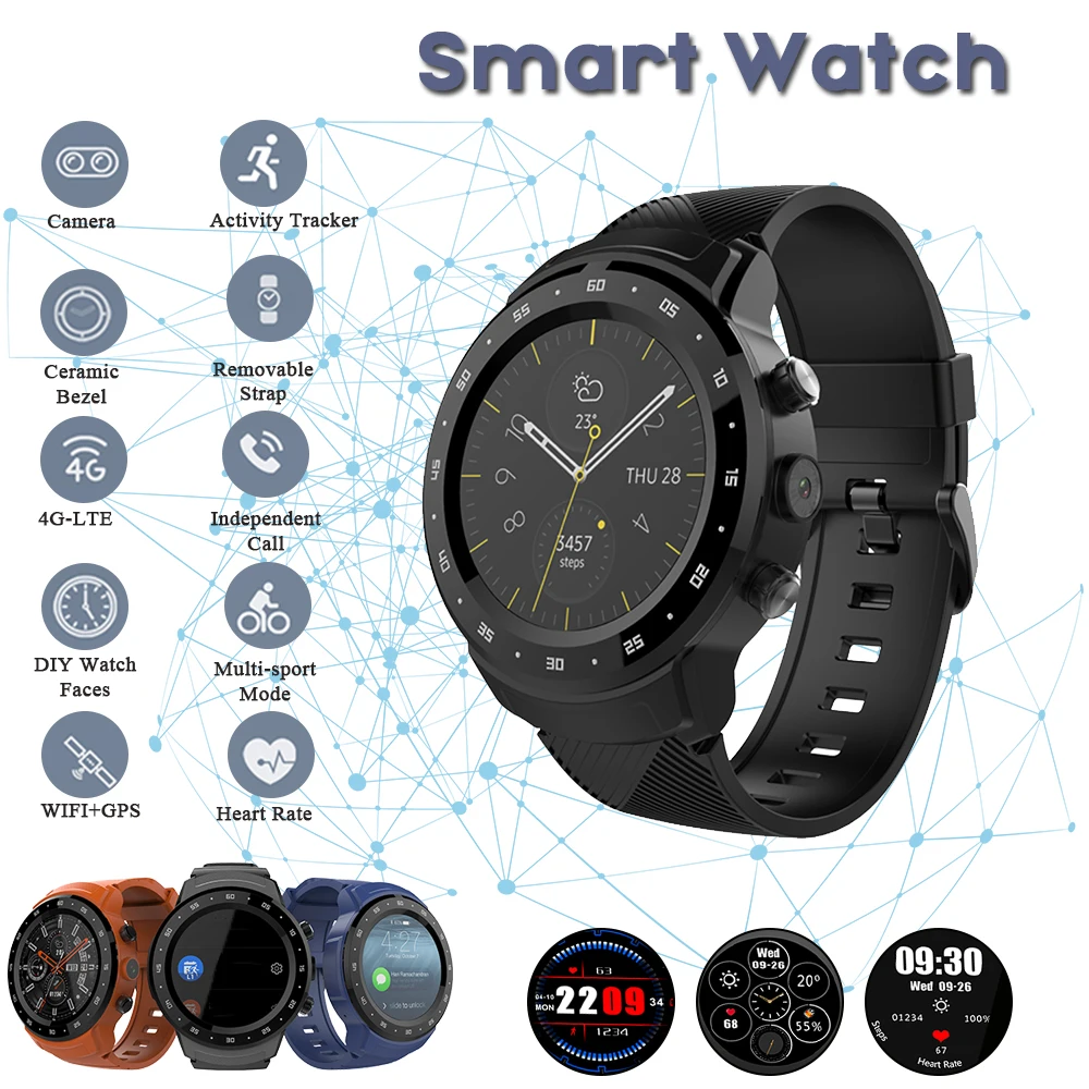  Sport 4G Smart Watch смарт часы Android 7.1 16G ROM 4G Sim card IP67 Camera GPS Maps WIFI Heart Rat