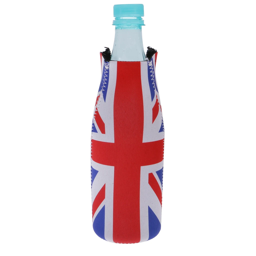 Pack 2 Neoprene Can Bottle Holder Cooler Stubby Beer Union Jack Britain Flag UK